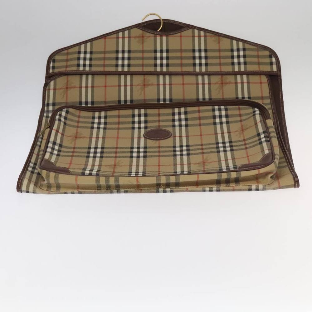 Burberrys Nova Check Garment Cover PVC Leather Beige Brown gold Auth 104623 - Picture 6 of 16